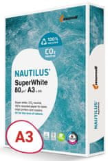 Nautilus Superwhite újrahasznosított papír - A3, fényes fehér, 80 g/m2, CIE 150, 500 ív, 500 lap