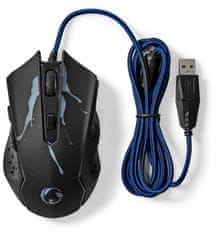 Nedis gaming egér GMWD210BK/ vezetékes/ optikai/ háttérvilágítás/ 3600dpi/ 6 gomb/ USB/ fekete/ fekete