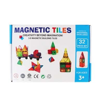 Magnetic Tiles Mágneses építőkészlet - Mágneses csempe - 32 részes