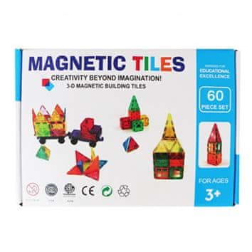Magnetic Tiles Mágneses építőkészlet - Mágneses csempe - 60 részes