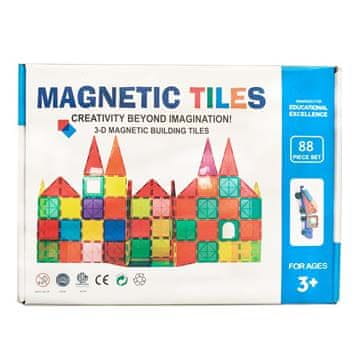 Magnetic Tiles Mágneses építőkészlet - Mágneses csempe - 88 részes