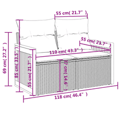 Vidaxl 3 részes bézs polyrattan kerti ülőgarnitúra párnákkal (3227438)