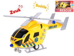 Helikopter mentőautó 20 cm-es lendkerékkel, akkumulátorral, fénnyel és hanggal