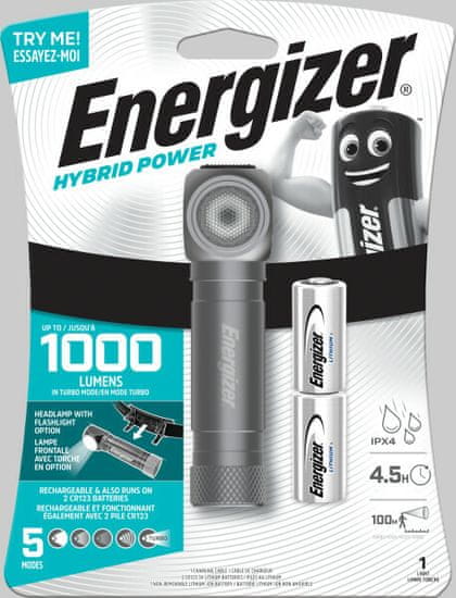 Energizer E303633201 hibrid LED fejlámpa kézi és kihangosító használatra, 1000 lm (HYBRIDHP)