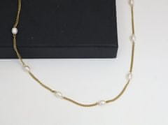 Bájos, aranyozott nyaklánc gyöngyökkel Tide Pearl 12243.EG
