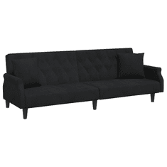Vidaxl 2 személyes fekete bársony kanapéágy párnával/lábtartóval (3216222)