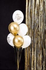 WOWO Arany-fehér születésnapi lufi Boldog születésnapot 30cm, 6 db