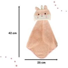 WOWO Rózsaszín baba fürdőlepedő nyúl motívummal 42x25cm óvodába
