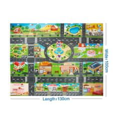 ABC CONNECT Oktatási játszószőnyeg közlekedési táblákkal, színes utca 130x100 cm