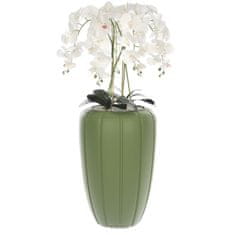 botle Fehér műorchidea kaszkád csokor zöld cserépben, kb. 112 cm magas, gumírozott virágok, 5 hajtás otthoni irodai dekoráció