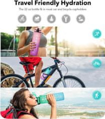 Netscroll Fit készlet 2 az 1: Motivációs vízüveg időjelölőkkel és bátorító szövegekkel + 5 rugalmas szalag 5 különböző ellenállási szinttel az edzéshez, aktív életet élőknek, BottleBundle