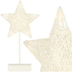 WOWO Álló karácsonyi csillag 10 LED-es melegsárga elemlámpával, 39 cm