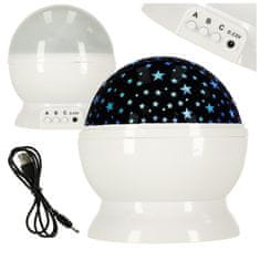 WOWO USB Star projektor és éjszakai lámpa 2 az 1-ben, fehér