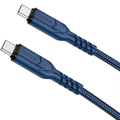 Hoco USB Type-C töltő- és adatkábel, USB Type-C, 200 cm, 3000 mA, 60W, törésgátlóval, gyorstöltés, PD, QC, cipőfűző minta, X59 Victory, sötétkék (RS152338)