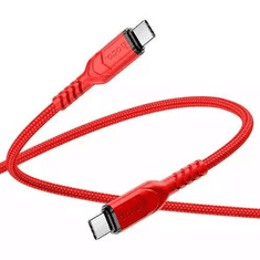 Hoco USB Type-C töltő- és adatkábel, USB Type-C, 200 cm, 3000 mA, 60W, törésgátlóval, gyorstöltés, PD, QC, cipőfűző minta, X59 Victory, piros (RS152337)