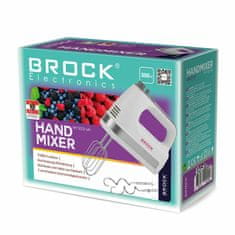 BROCK HM 5003 WH, 300 W, 5 fokozat, Turbo funkció, Fehér-Szürke, Kézi mixer