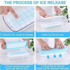 Jégtartály, jégkocka készítő szilikon formával, jégkocka tartó és jégkocka forma egyben (1 db jégtartó, 2 db jégkocka készítő, 1 db jégkanál) | ICEMATE 
