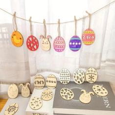 HOME & MARKER® Ünnepi húsvéti tojások fából, húsvéti nyuszi asztaldísz, fa dekoráció (15 darab) | EGGNAMENTIFY