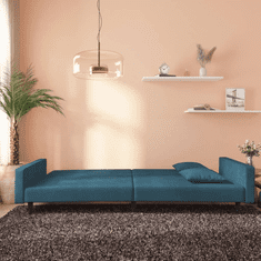 Vidaxl kétszemélyes kék bársony kanapéágy két párnával (375917)