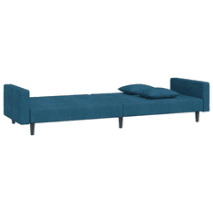 Vidaxl kétszemélyes kék bársony kanapéágy két párnával (375917)