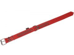 sarcia.eu Piros szegecses háromsoros bőr nyakörv 40mm/67cm