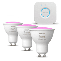 PHILIPS Hue White Ambiance LED fényforrás GU10 4.3W 3db/cs + Hue Bridge (PHL23022set) (PHL23022set)
