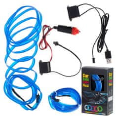 KIK KX4956 LED-es környezeti világítás autóhoz/autóhoz USB/12V szalag 3m kék