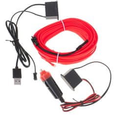 KIK KX4955 LED ambientní osvětlení pro auto/auto USB/12V páska 5m červená