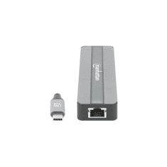 Manhattan 153928 dokkoló állomás és port replikátor Vezetékes USB 3.2 Gen 1 (3.1 Gen 1) Type-C Fekete, Ezüst (153928)