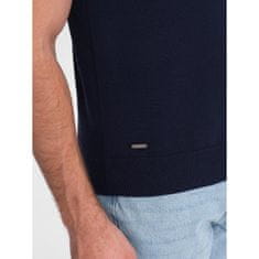 OMBRE Férfi puha kötött pólóing kontrasztos csíkokkal V2 OM-POSS-0118 sötétkék MDN124750 XL
