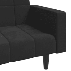 Vidaxl kétszemélyes fekete bársony kanapéágy két párnával (375850)