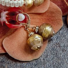 Lampglas Egyedi fülbevaló Toffee Treasure 24 karátos arannyal a Lampglas ESA42 gyöngyökben