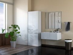 Safako 2K DD fürdőszoba szekrény, fényes fehér