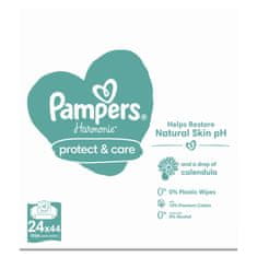 Pampers Harmonie Protect & Care kókuszos műanyagmentes nedves törlőkendő, 24 x 44 db