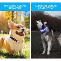 PrimePick LED biztonsági fényes kutya nyakörv, a világító nyakörv biztosítja a magas láthatóságot, USB töltésű, vízálló, ideális éjszakai sétákhoz, CollarLed, L