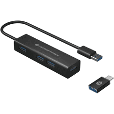 Conceptronic HUBBIES06B hálózati csatlakozó USB 3.2 Gen 1 (3.1 Gen 1) Type-A 5000 Mbit/s Fekete (HUBBIES06B)