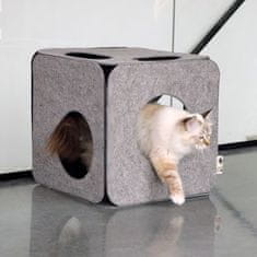 D&D I LOVE HAPPY CATS NALA Stílusos szürke bújó házikó macskáknak filcből 40x40x40cm