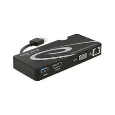 DELOCK USB3.0 Adapter A -> HDMI/D-Sub15/RJ45/USB A St/Bu (62461)