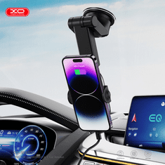 XO Qi vezeték nélküli, szellőzőrácsba illeszthető/műszerfalra szerelhető autós tartó/gyorstöltő MagSafe vezeték nélküli funkcióval - WX038 Wireless Charging2in1 Car Bracket - 15W - fekete (XO848720)