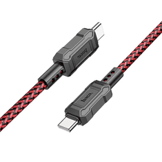 Hoco USB Type-C töltő- és adatkábel, USB Type-C, 100 cm, 3000 mA, 60W, törésgátlóval, gyorstöltés, PD, QC, cipőfűző minta, X94 Leader, piros (RS142496)