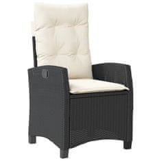 Vidaxl 2 db fekete polyrattan dönthető kerti szék párnával 365216