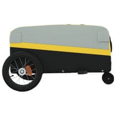 Vidaxl fekete-sárga vas kerékpár-utánfutó 30 kg 94057