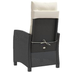 Vidaxl 2 db fekete polyrattan dönthető kerti szék párnával 365216
