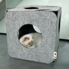 EBI D&D I LOVE HAPPY CATS NALA Stílusos szürke bújó házikó macskáknak filcből 40x40x40cm