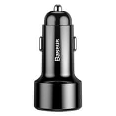 BASEUS Magic 2x USB 45W 6A autós töltő kijelzővel, fekete (CCMLC20A-01)