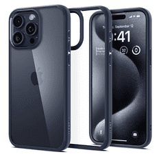 Spigen Apple iPhone 15 Pro Max, Műanyag hátlap védőtok + szilikon keret, Ultra Hybrid, átlátszó/sötétkék (RS149047)