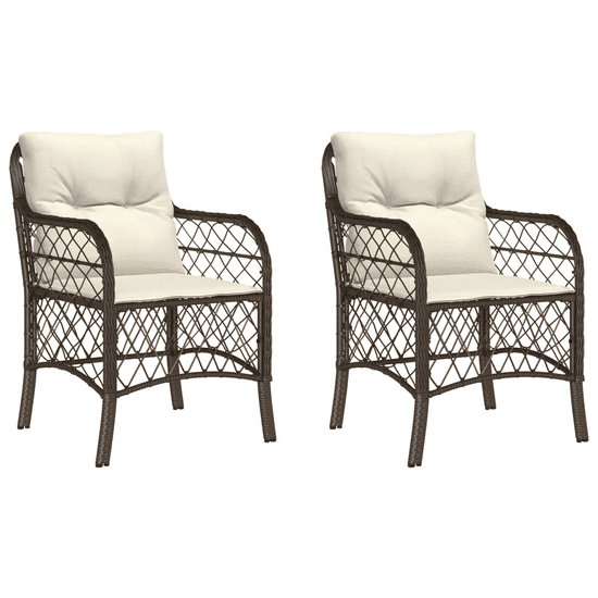 Vidaxl 2 db barna polyrattan kerti szék párnával (365154)