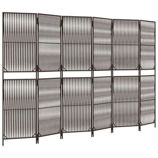 Vidaxl barna 6-paneles polyrattan térelválasztó (365385)