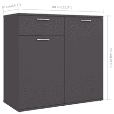 Vidaxl szürke forgácslap tálalószekrény 160 x 36 x 75 cm (3074929)