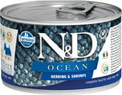 N&D OCEAN kutyakonzervatívok. Hering és garnélarák Mini 140 g